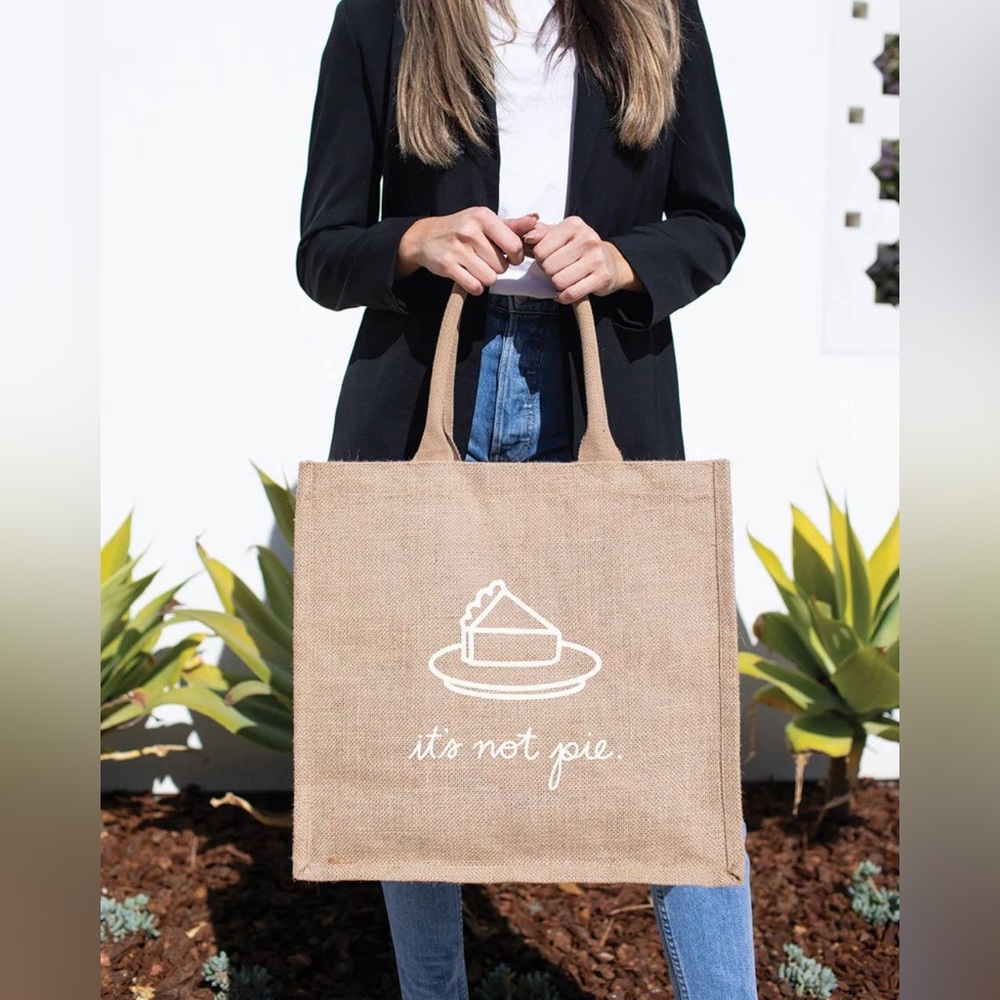 The Little Market Equal Rights It’s Not Pie Large Jute Lined Tote Bag brand new